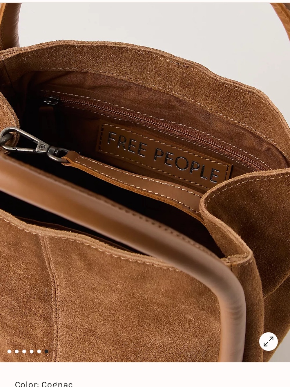 Free People Suede Leather Bucket Bag in Cognac - Picture 4 of 6